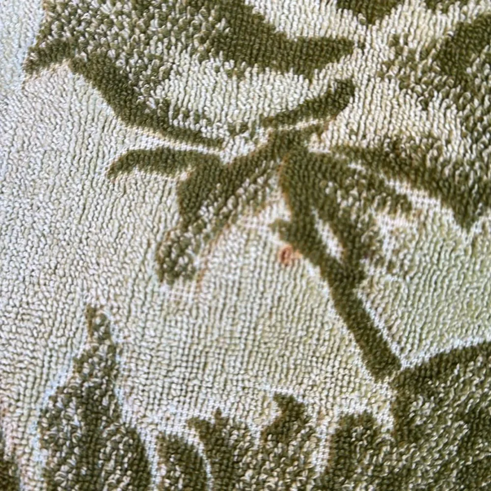 Vtg Fieldcrest Green Floral Patterned Towel Cotton set/2 hand towels & one bath